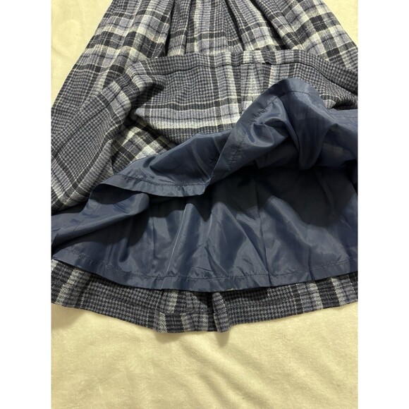 James Pringle Holm Mills Scotland Wool Skirt Blue Plaid Size 10 Long - Picture 3 of 10